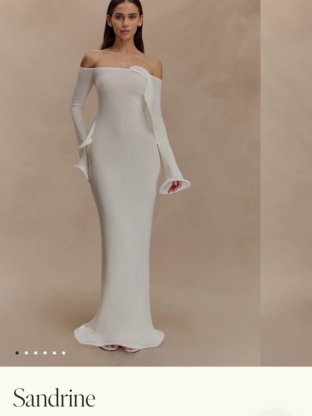 Meshki Off-Shoulder Cream Maxi Gown